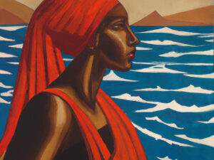 The Red Sea parted in the style of Aaron Douglas' Harriet Tubman, 1931 - copyright Mark Howard / www.base25.com